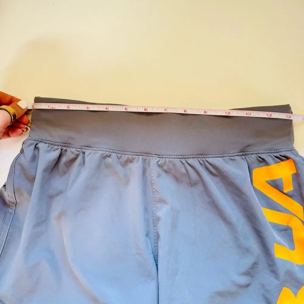 MENS UNDER ARMOUR Grey Grey Orange Logo Gym Zip Pocket Running Short Shorts S